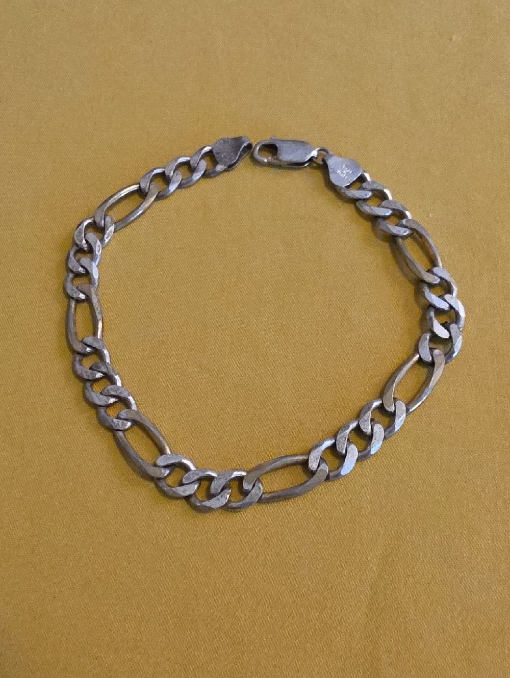 Vintage Marked 925 Italy Milor Silver Figaro Chain Bracelet - Unisex Piece